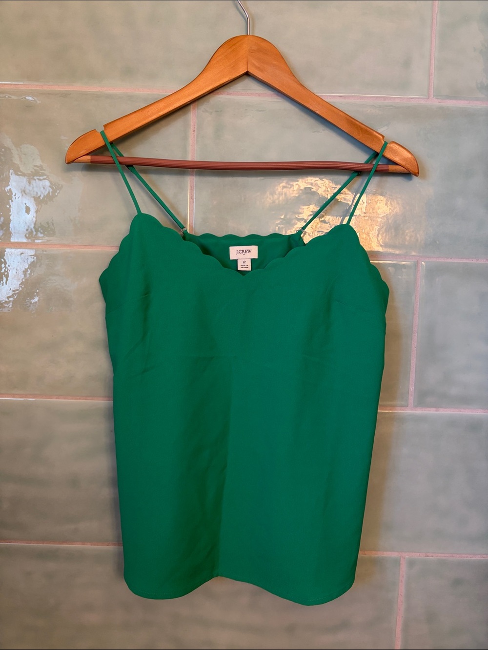 J. Crew Emerald Scallop-Edge Camisole